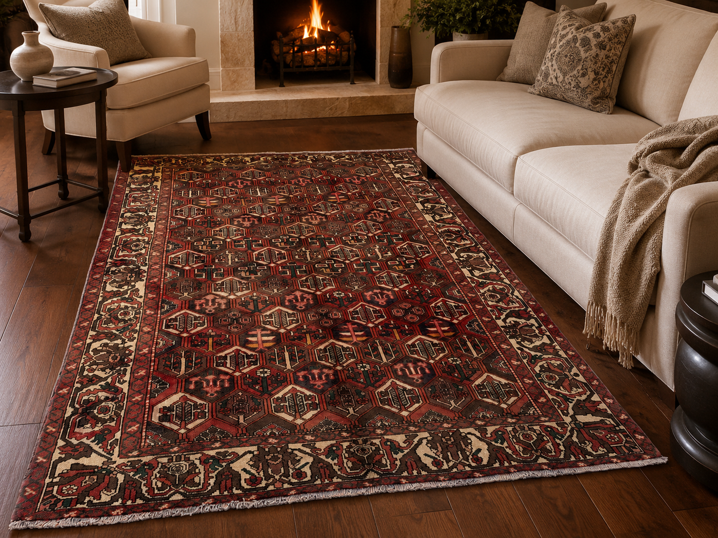 9'10" x 6'9" Handmade Persian Wool Rug room styling example