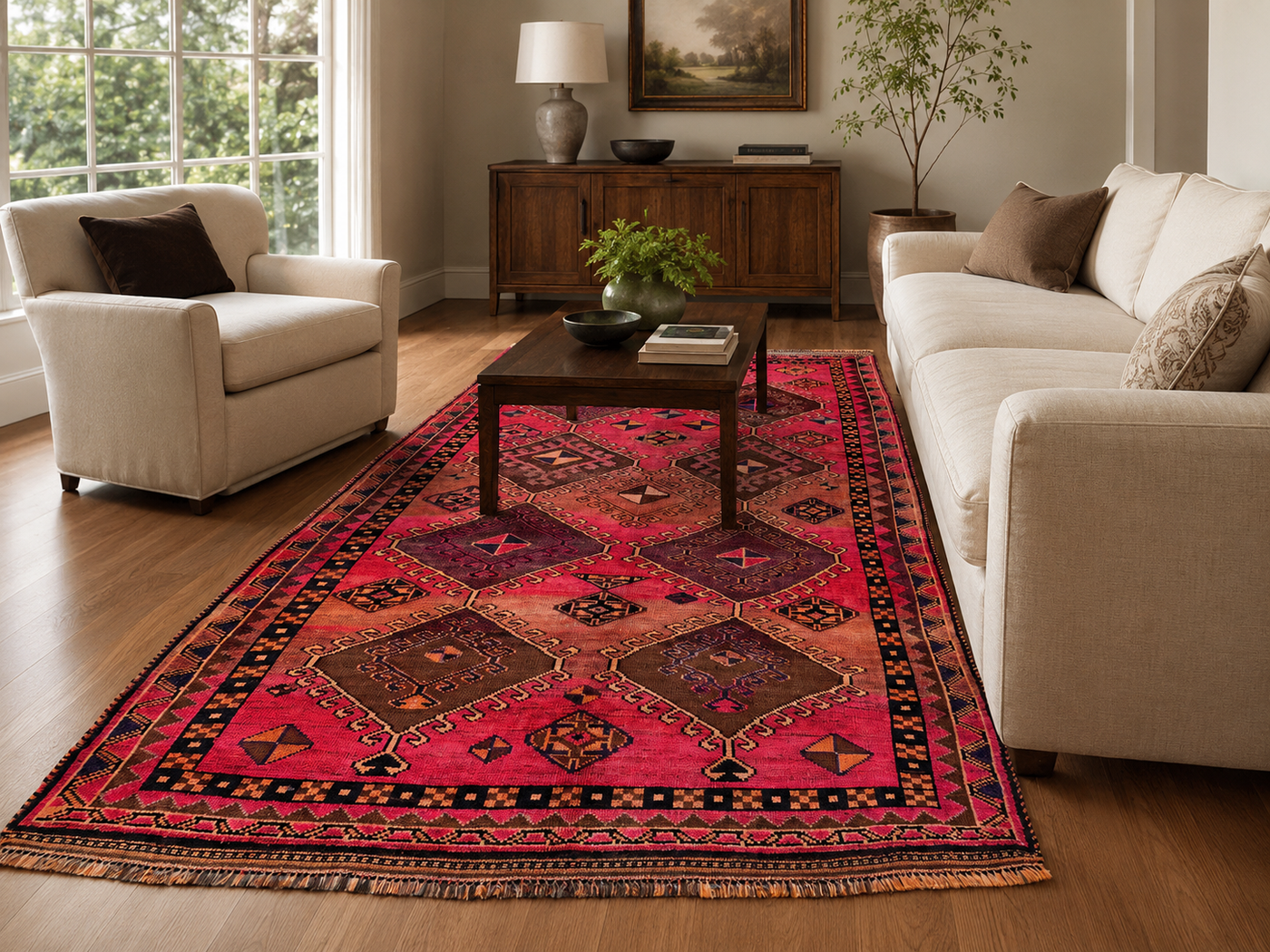 9'4" x 5'7" Handmade Persian Wool Rug styled in a room