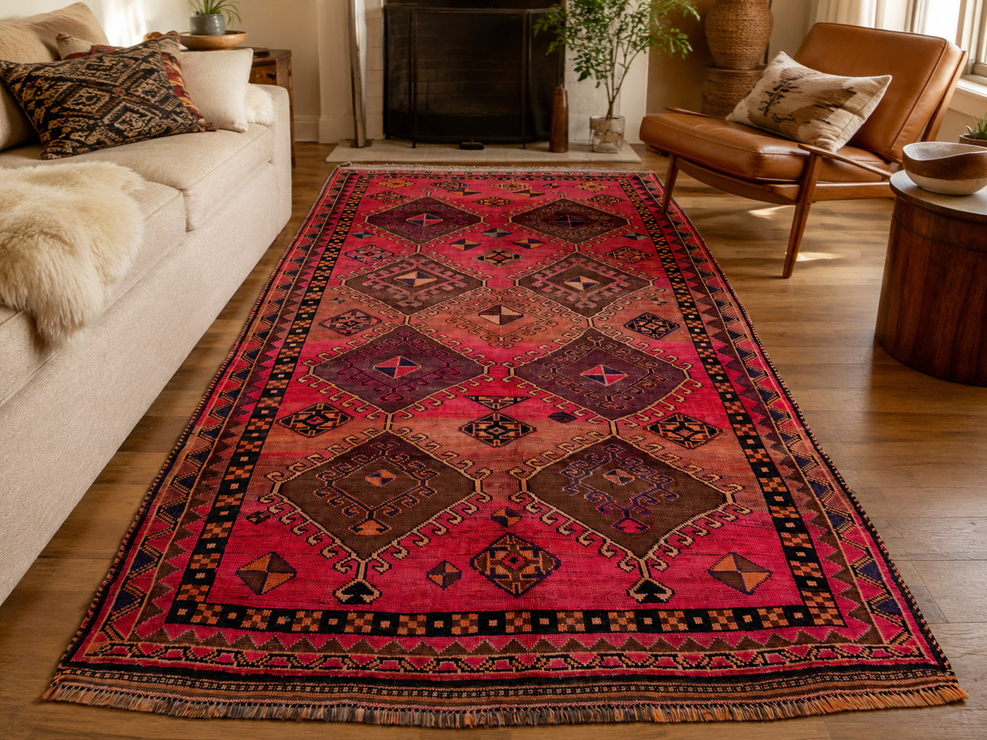 9'4" x 5'7" Handmade Persian Wool Rug room styling example