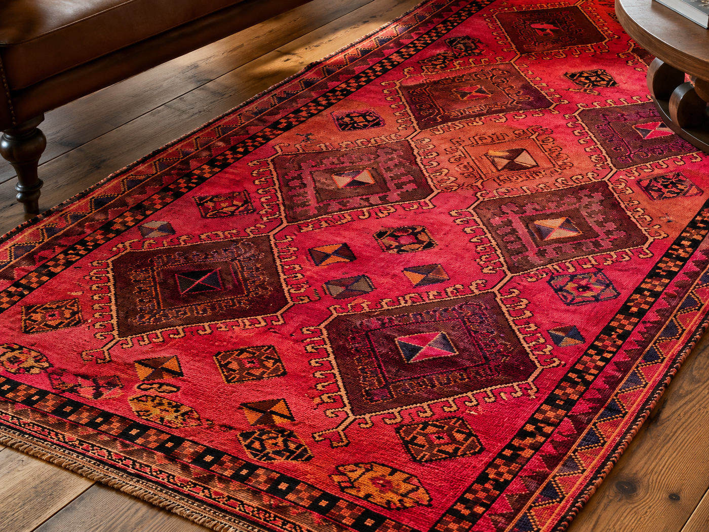 9'4" x 5'7" Handmade Persian Wool Rug wool texture and pattern detail