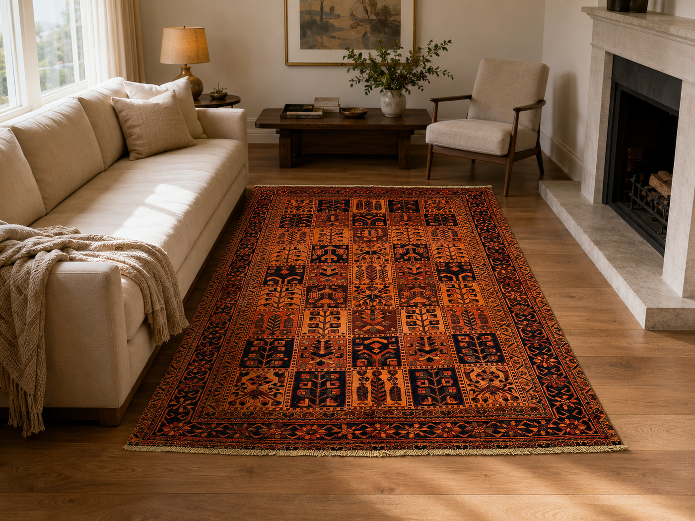 9'6" x 6'8" Handmade Persian Wool Rug styled in a room