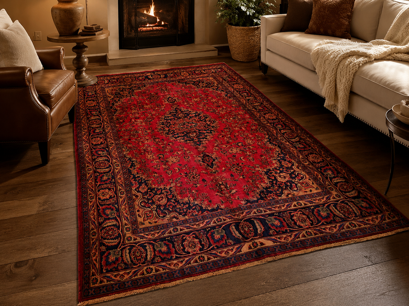 9'6" x 6'3" Handmade Persian Wool Rug room styling example