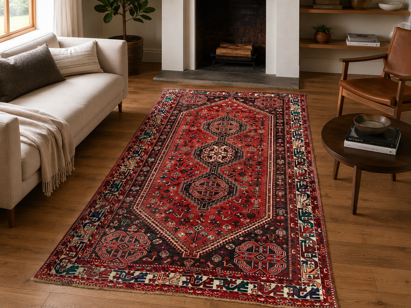 10'7" x 7'2" Handmade Persian Wool Rug styled in a room