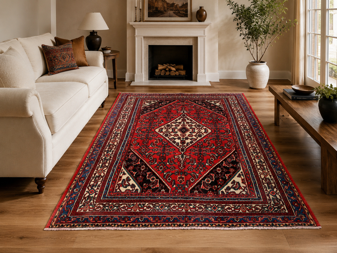 10'0" x 7'0" Handmade Persian Wool Rug styled in a room