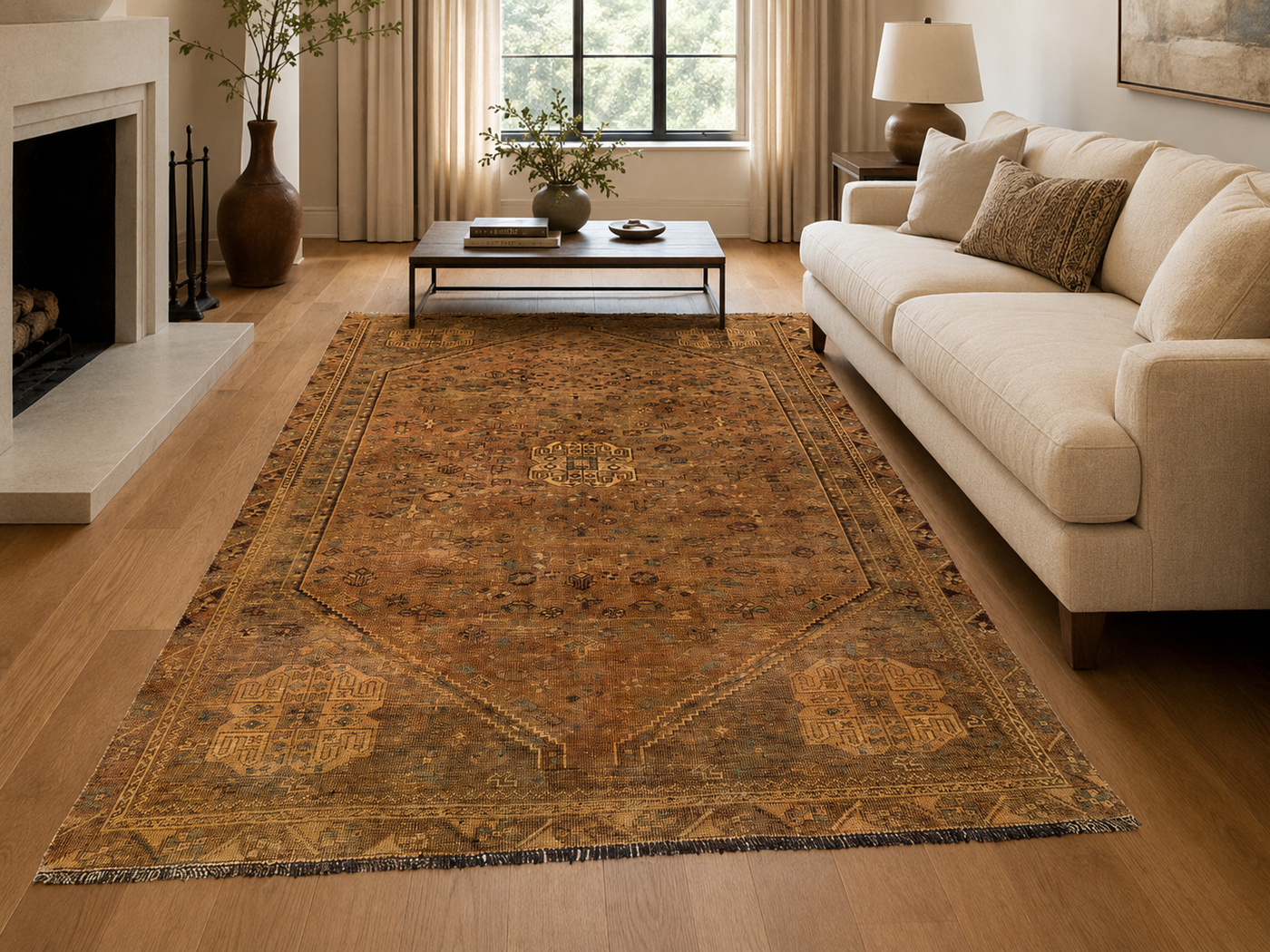 10'0" x 6'8" Handmade Persian Wool Rug styled in a room