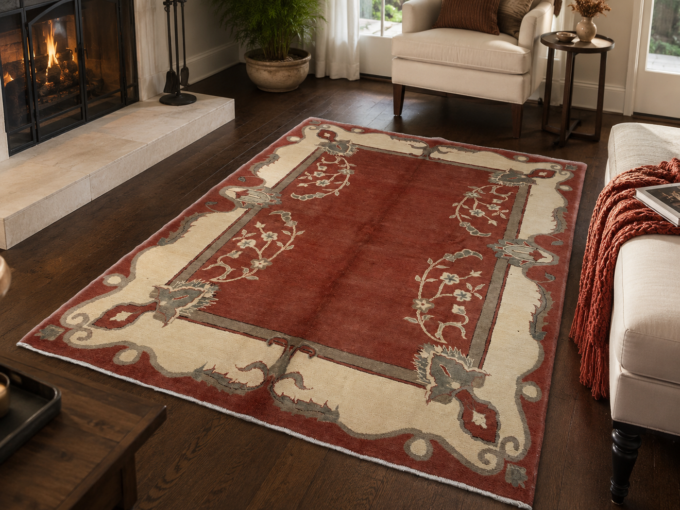 7'8" x 6'0" Handmade Persian Wool Rug room styling example