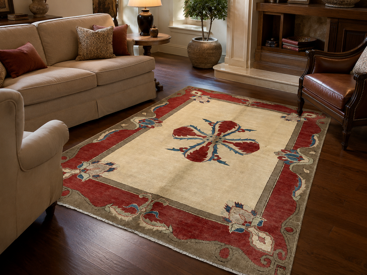 8'2" x 5'10" Handmade Persian Wool Rug room styling example