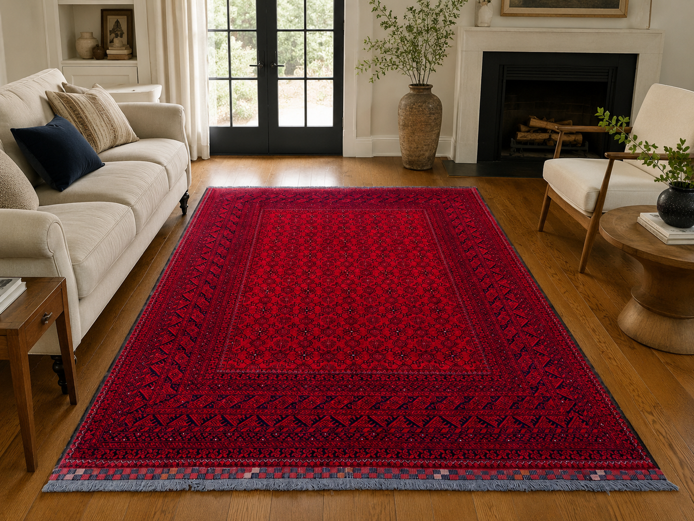 9'7" x 6'6" Handmade Persian Wool Rug styled in a room