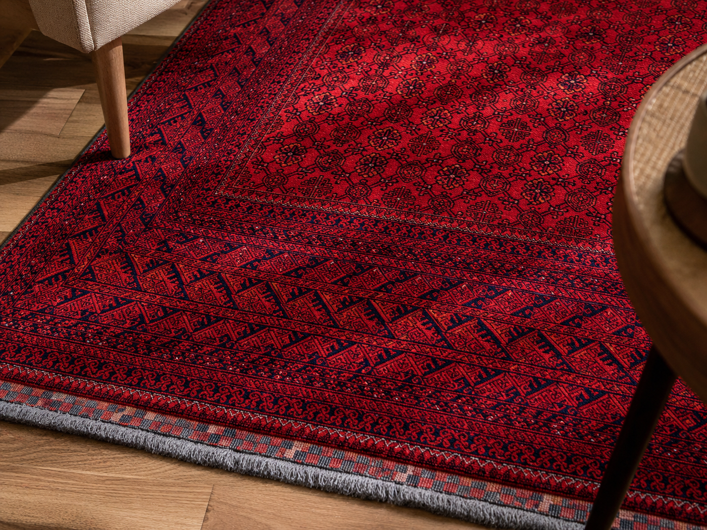 9'7" x 6'6" Handmade Persian Wool Rug wool texture and pattern detail