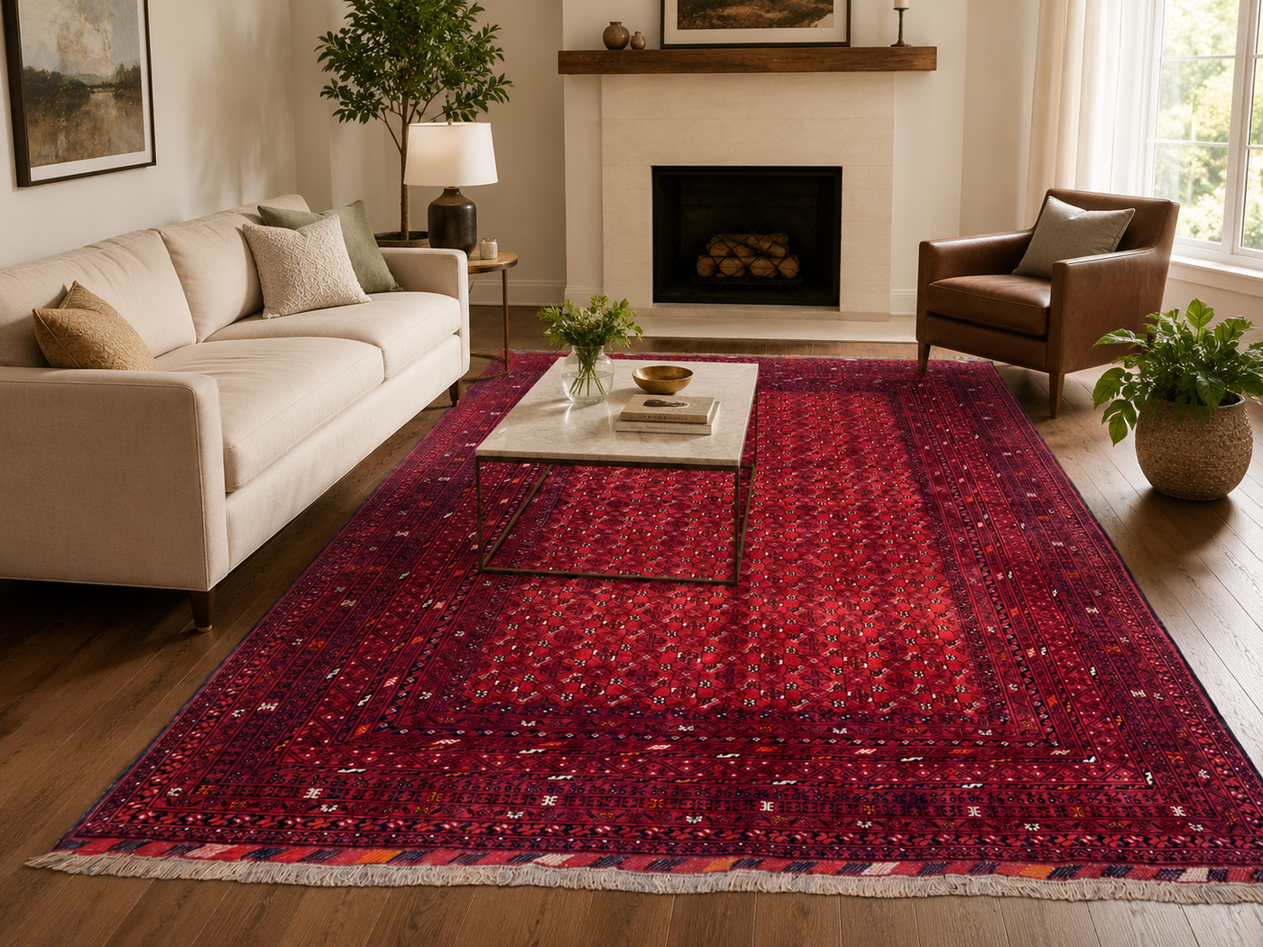 9'8" x 6'8" Handmade Persian Wool Rug styled in a room