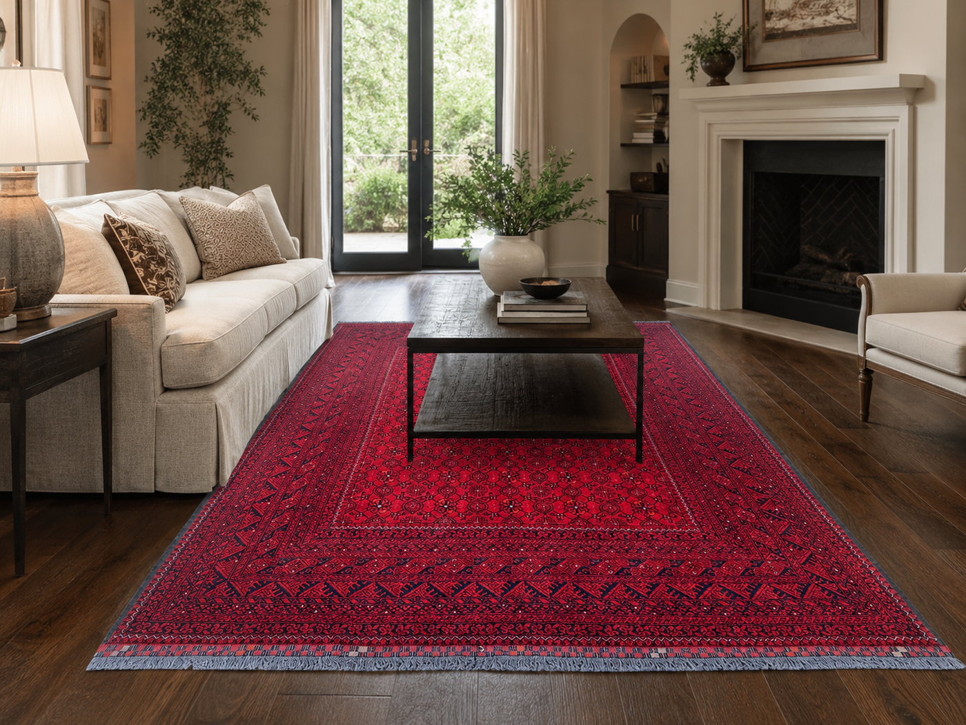 9'4" x 6'5" Handmade Persian Wool Rug styled in a room