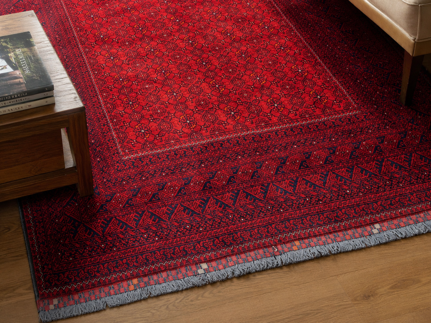 9'4" x 6'5" Handmade Persian Wool Rug wool texture and pattern detail