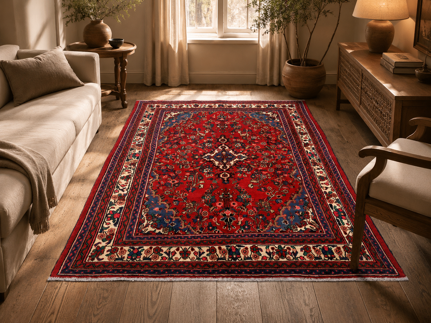10'0 x 6'10 Hand-Knotted Persian Wool Rug room styling example