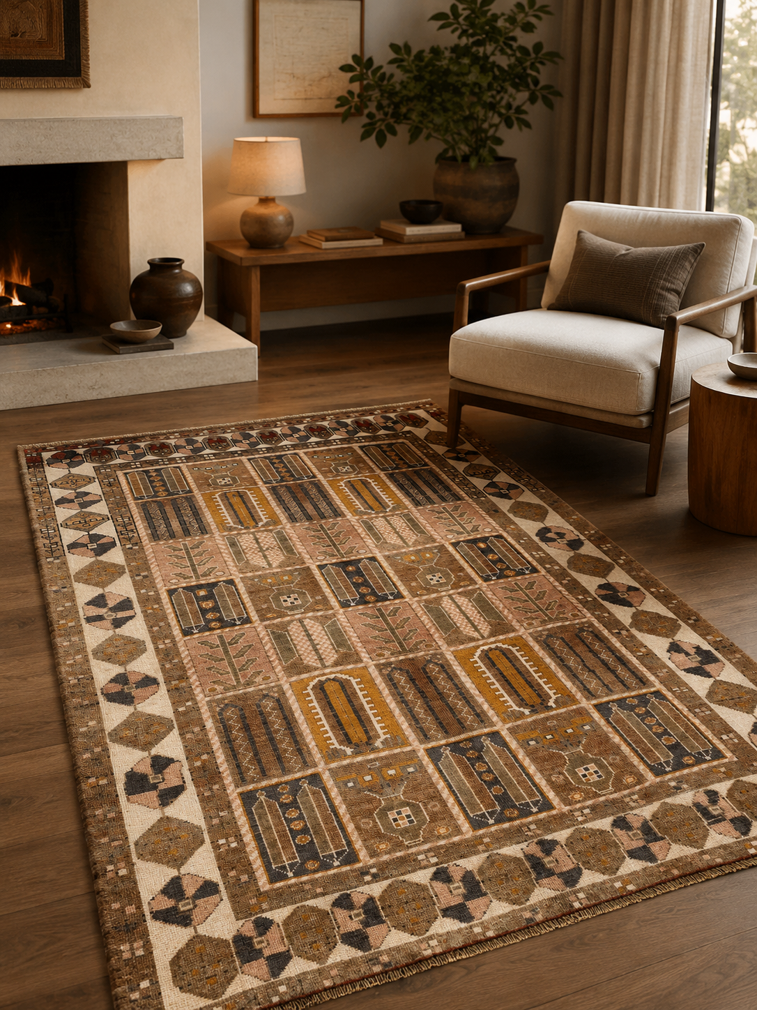 9'3" x 6'2" Handmade Persian Wool Rug room styling example