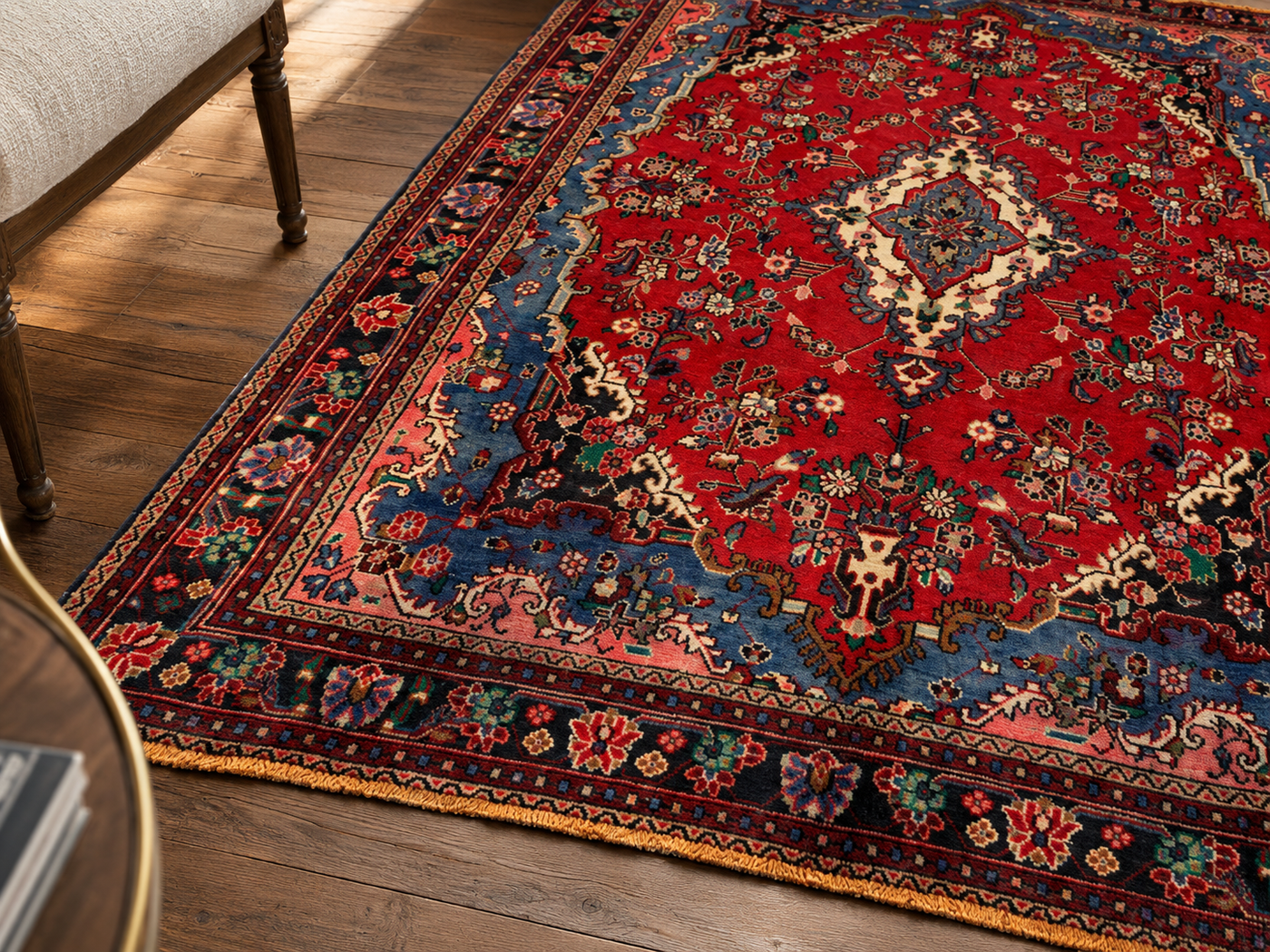 9'8" x 6'9" Handmade Persian Wool Rug wool texture and pattern detail