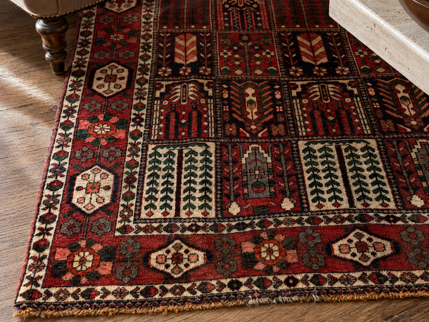 10'5" x 6'8" Handmade Persian Wool Rug wool texture and pattern detail