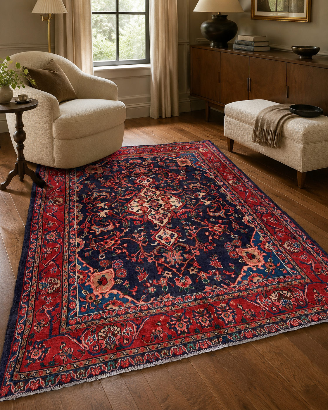 9'3" x 6'2" Handmade Persian Wool Rug room styling example