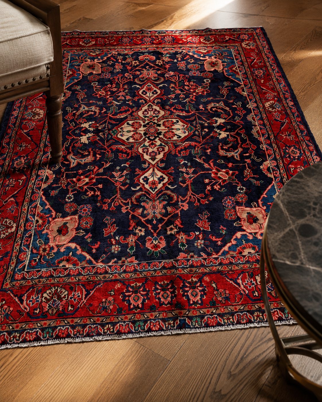 9'3" x 6'2" Handmade Persian Wool Rug wool texture and pattern detail