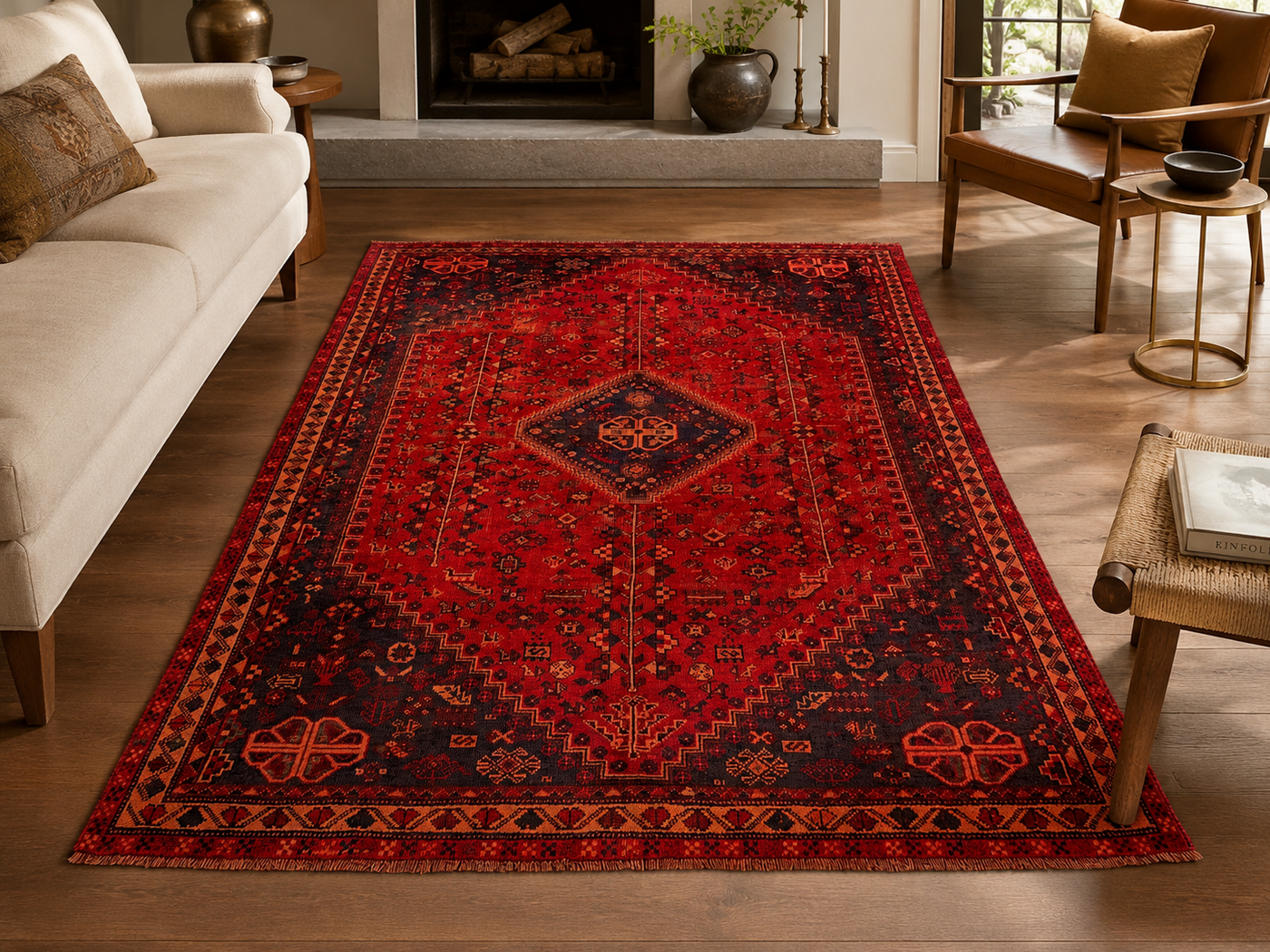 9'9" x 6'6" Handmade Persian Wool Rug room styling example