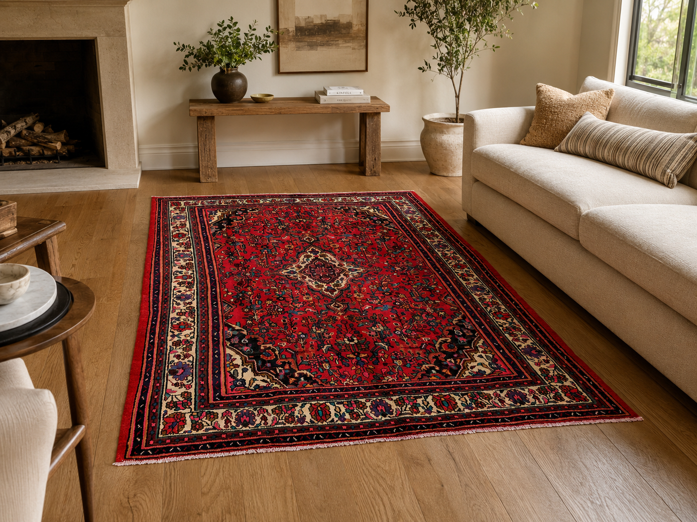9'10" x 7'1" Handmade Persian Wool Rug styled in a room