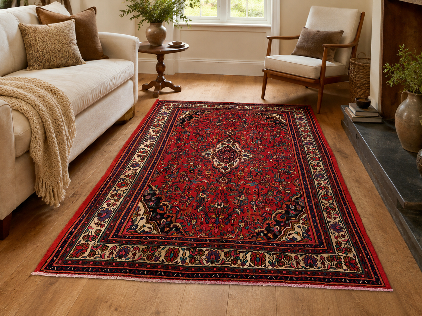 9'10" x 7'1" Handmade Persian Wool Rug room styling example