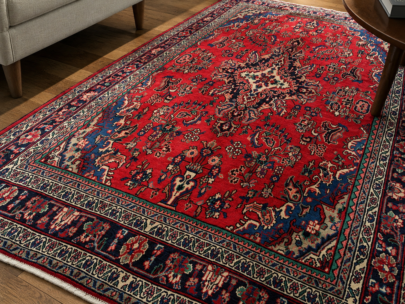 10'3" x 7'2" Handmade Persian Wool Rug wool texture and pattern detail