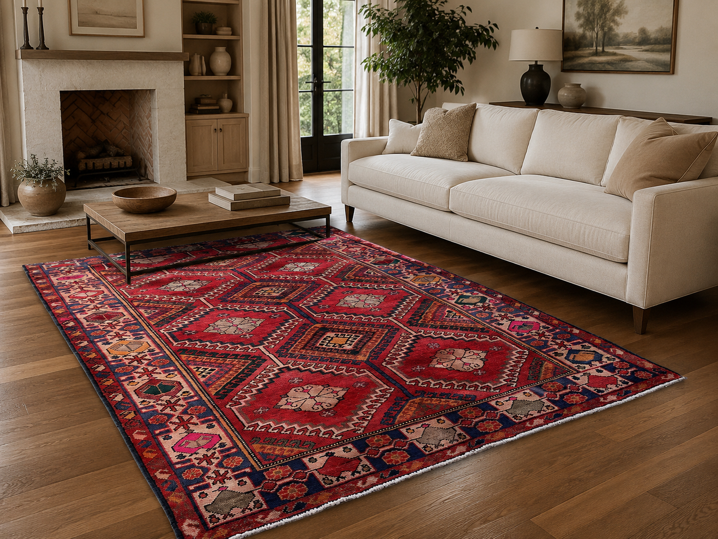 9'11" x 5'6" Handmade Persian Wool Rug styled in a room