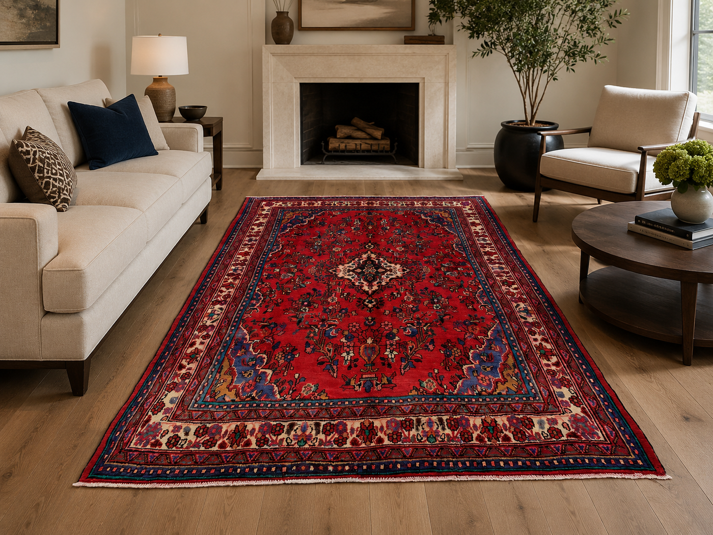 10'1" x 6'10" Handmade Persian Wool Rug styled in a room