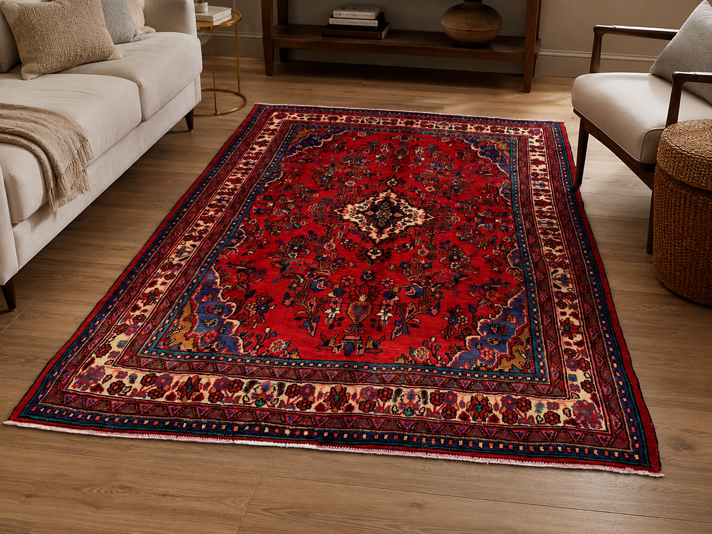 10'1" x 6'10" Handmade Persian Wool Rug room styling example