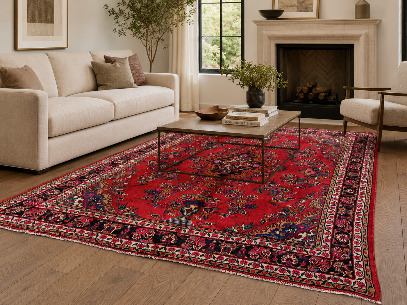 9'9" x 6'11" Handmade Persian Wool Rug styled in a room