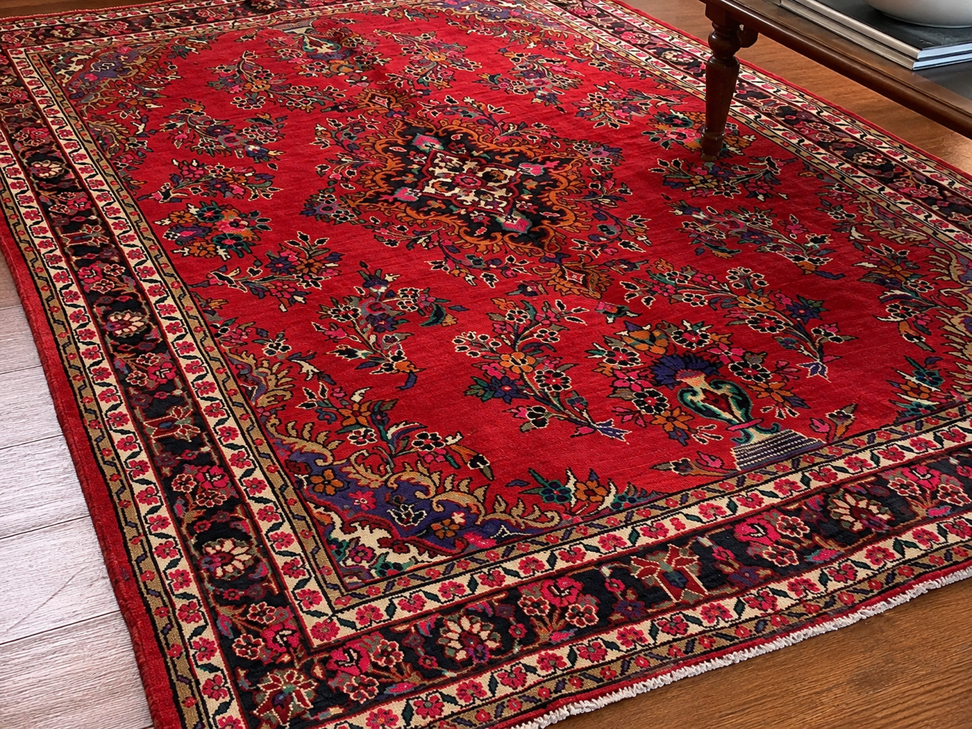 10'4" x 6'11" Handmade Persian Wool Rug styled in a room
