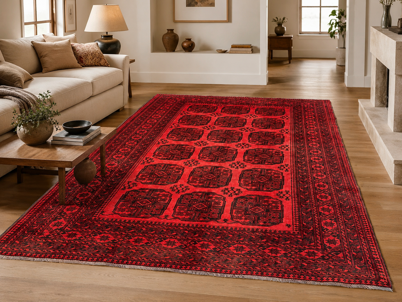 9'2" x 6'8" Handmade Persian Wool Rug styled in a room