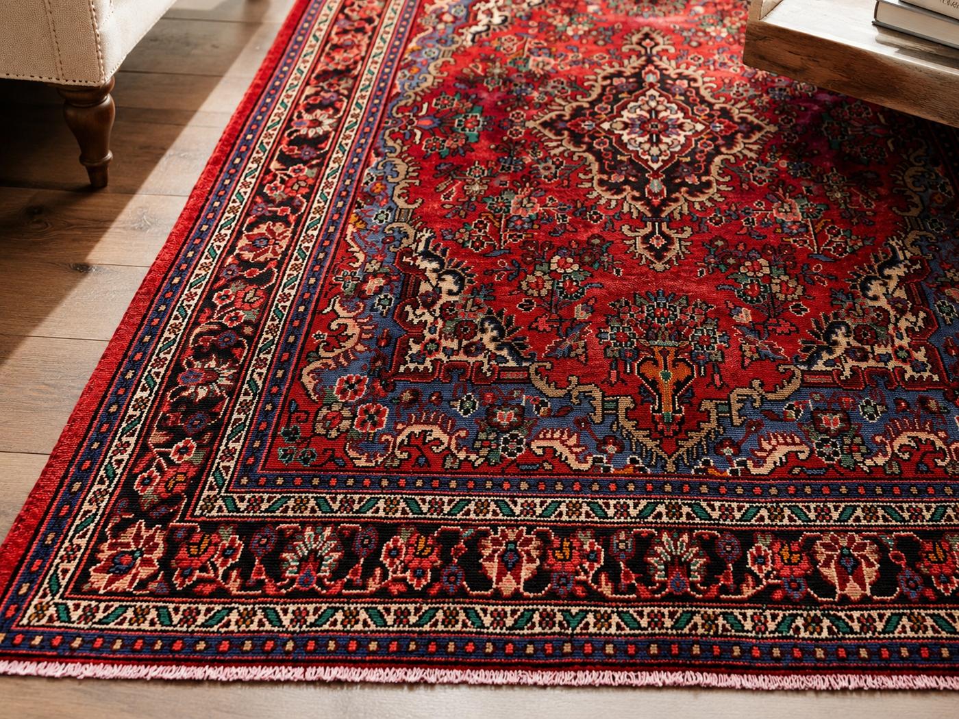 9'9" x 7'1" Handmade Persian Wool Rug wool texture and pattern detail