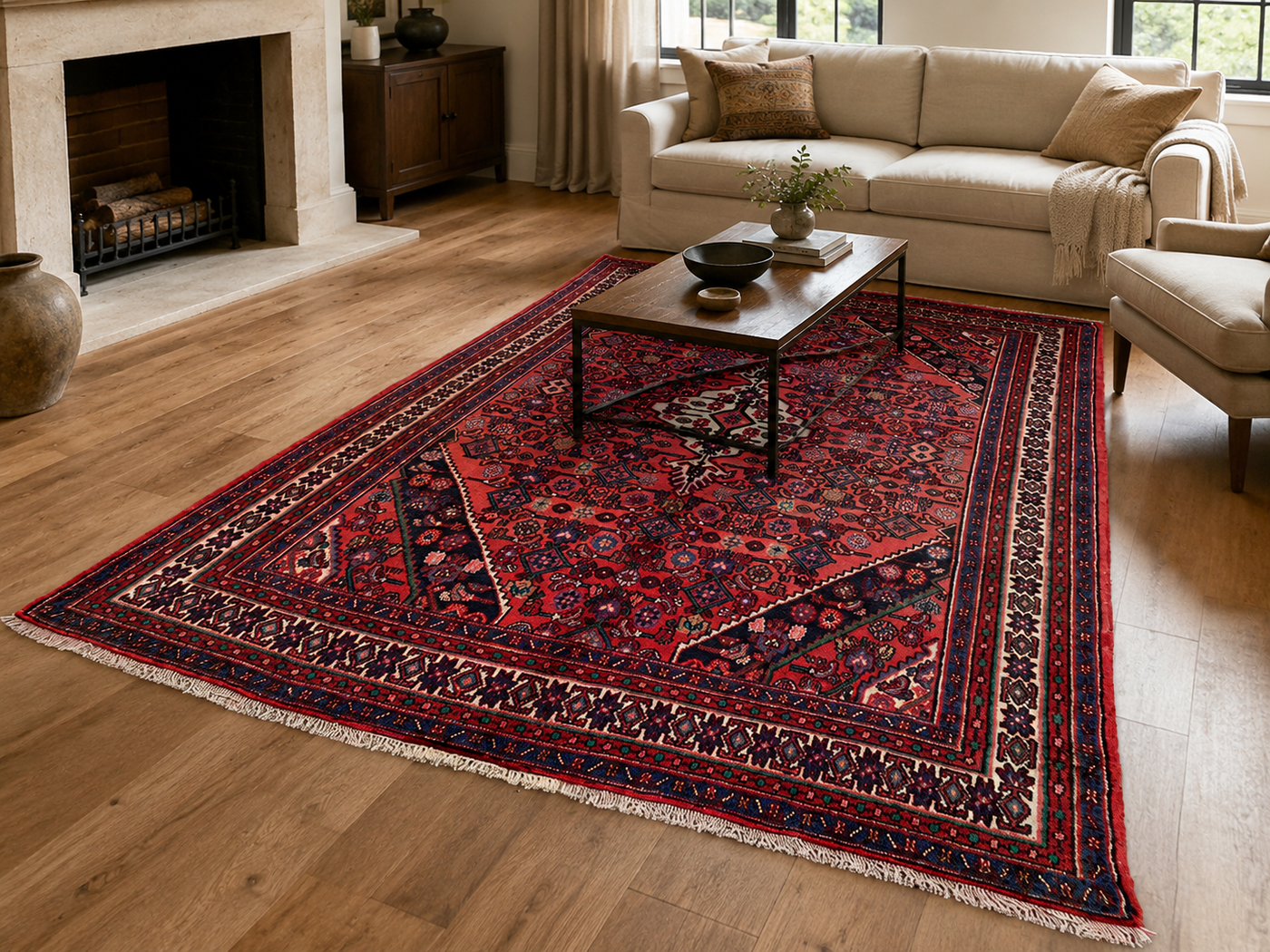 9'11" x 6'9" Handmade Persian Wool Rug styled in a room