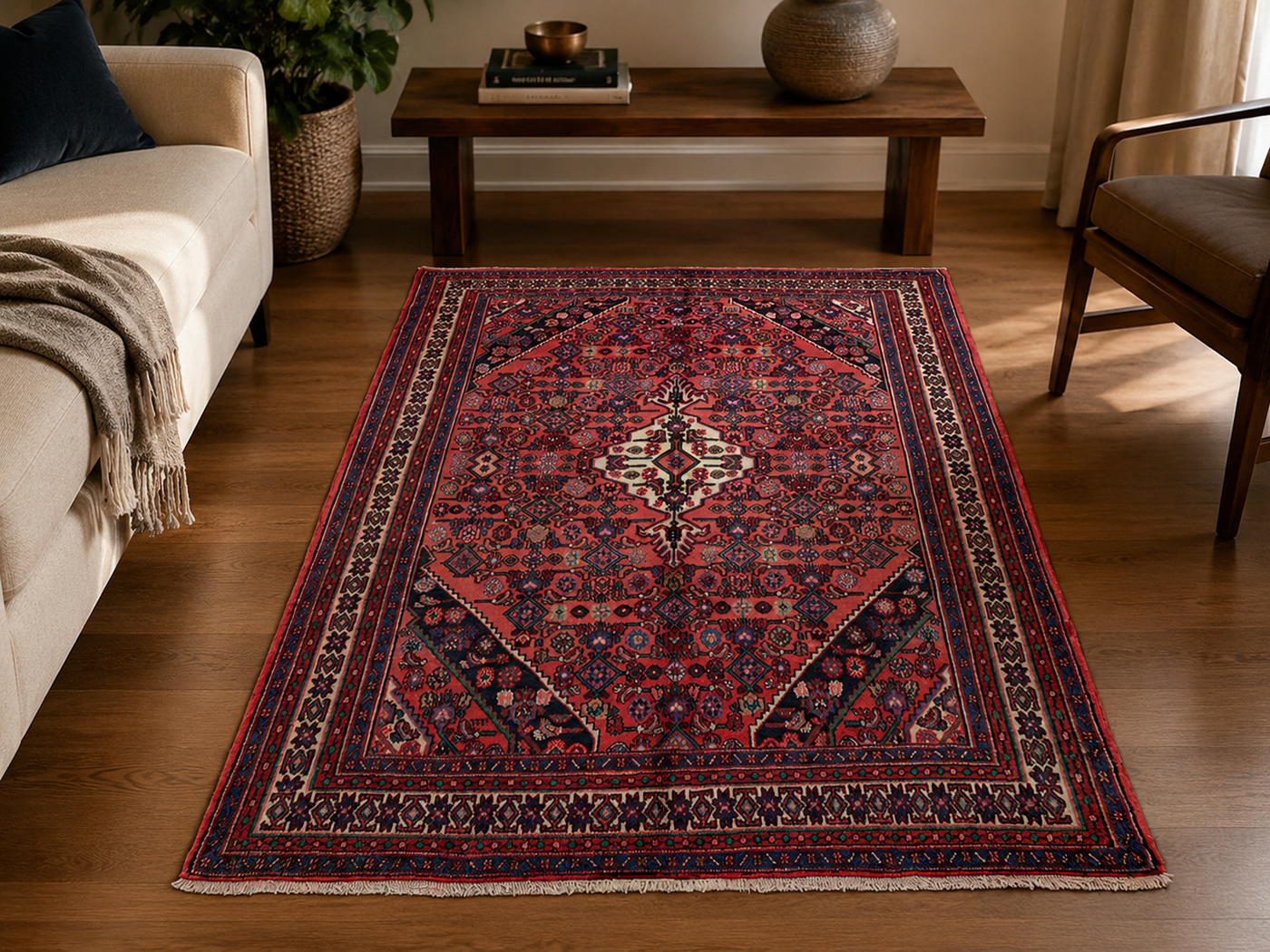 9'11" x 6'9" Handmade Persian Wool Rug room styling example