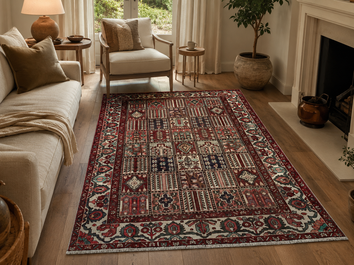9'5" x 6'7" Handmade Persian Wool Rug room styling example