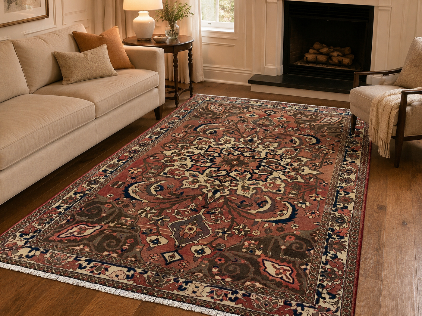 9'8" x 6'11" Handmade Persian Wool Rug room styling example