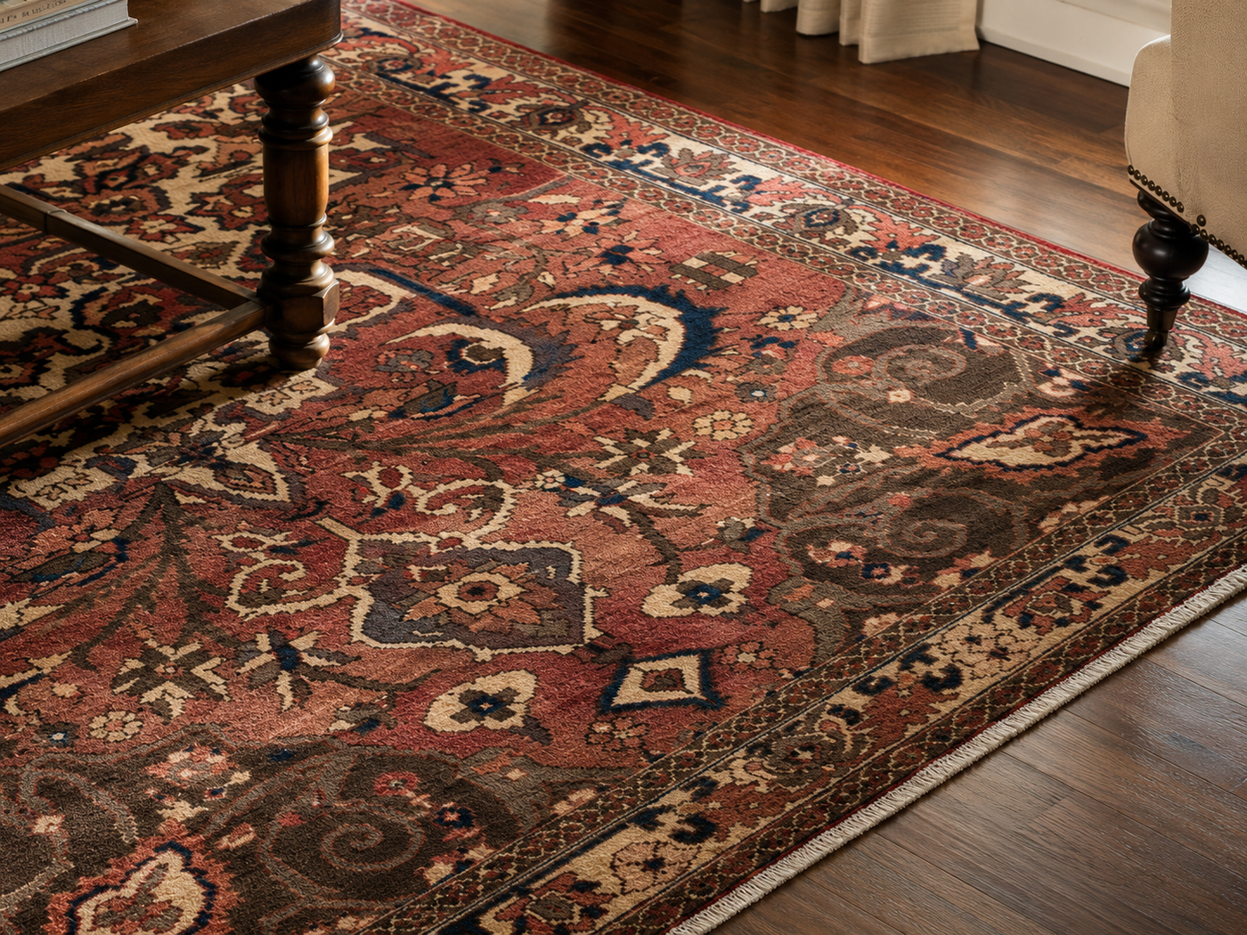 9'8" x 6'11" Handmade Persian Wool Rug wool texture and pattern detail