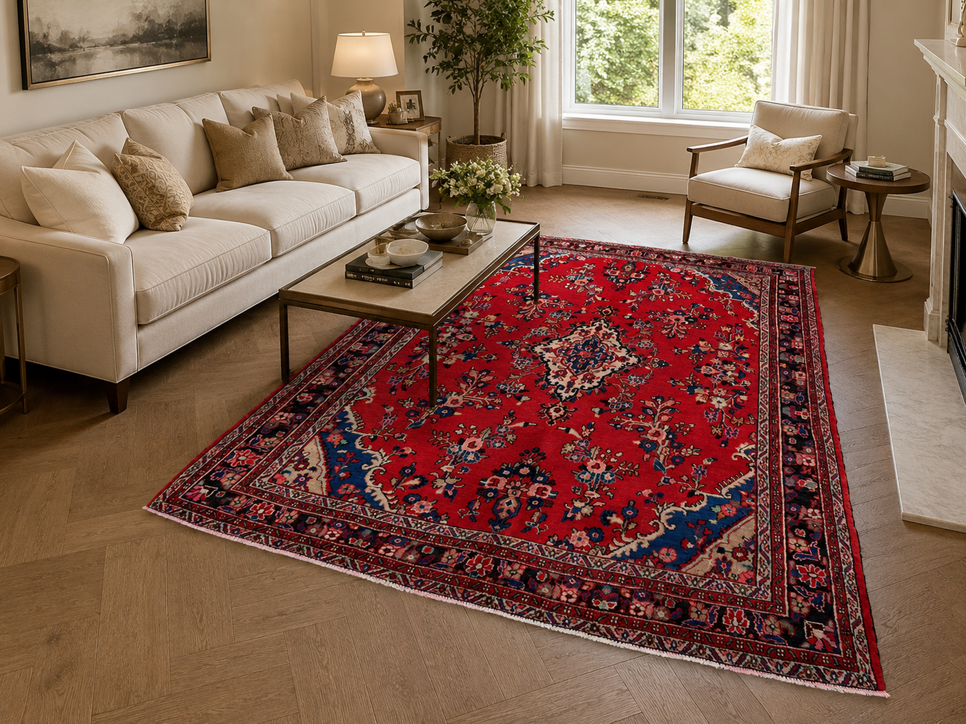 9'11" x 7'1" Handmade Persian Wool Rug styled in a room