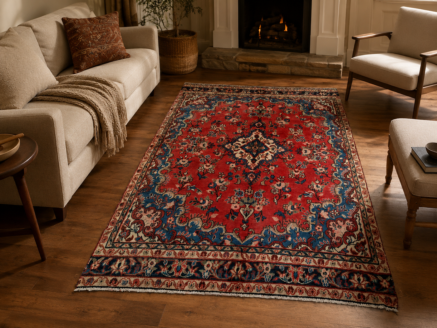 9'10" x 5'10" Handmade Persian Wool Rug room styling example