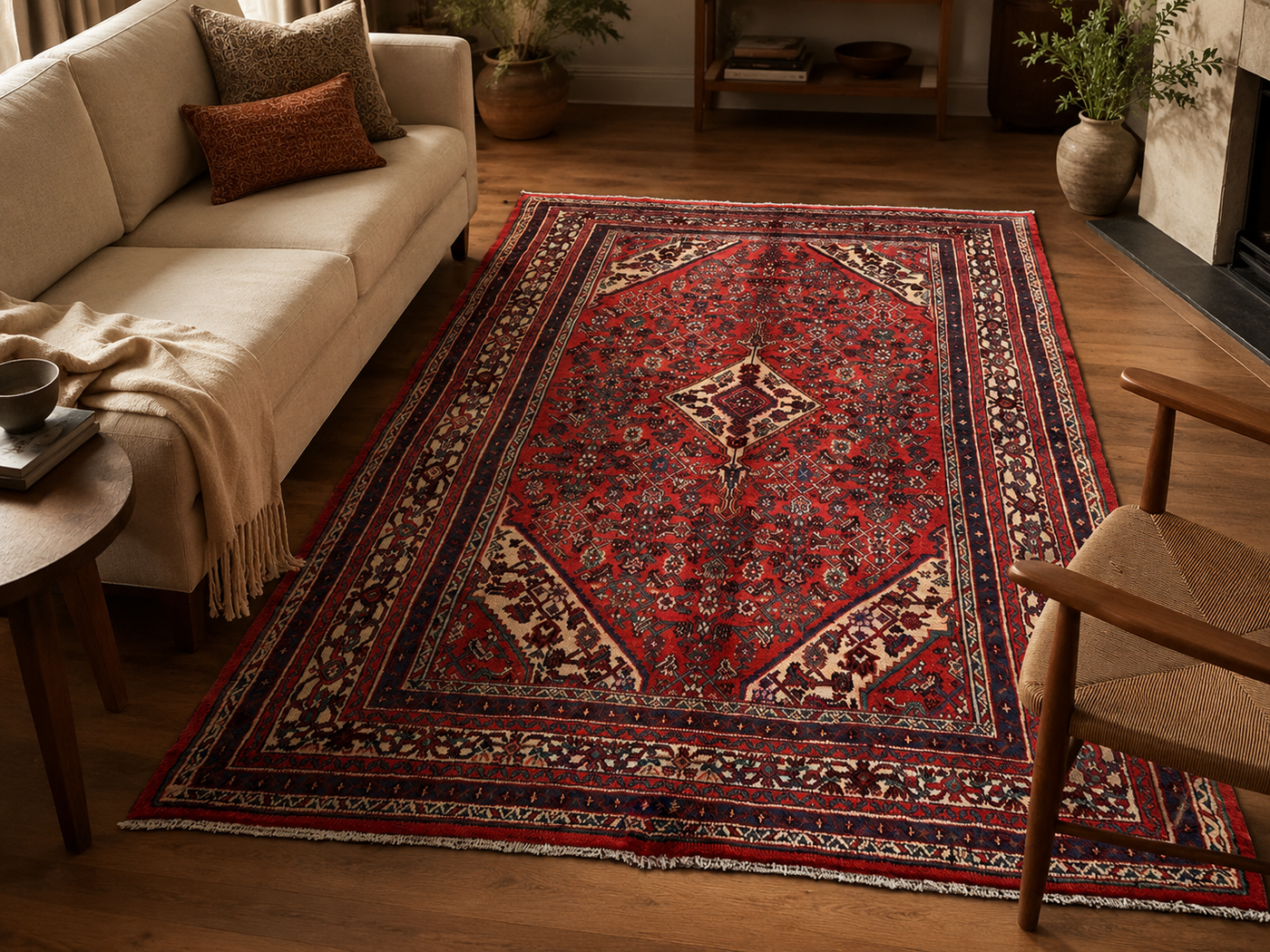 9'10" x 6'10" Handmade Persian Wool Rug room styling example