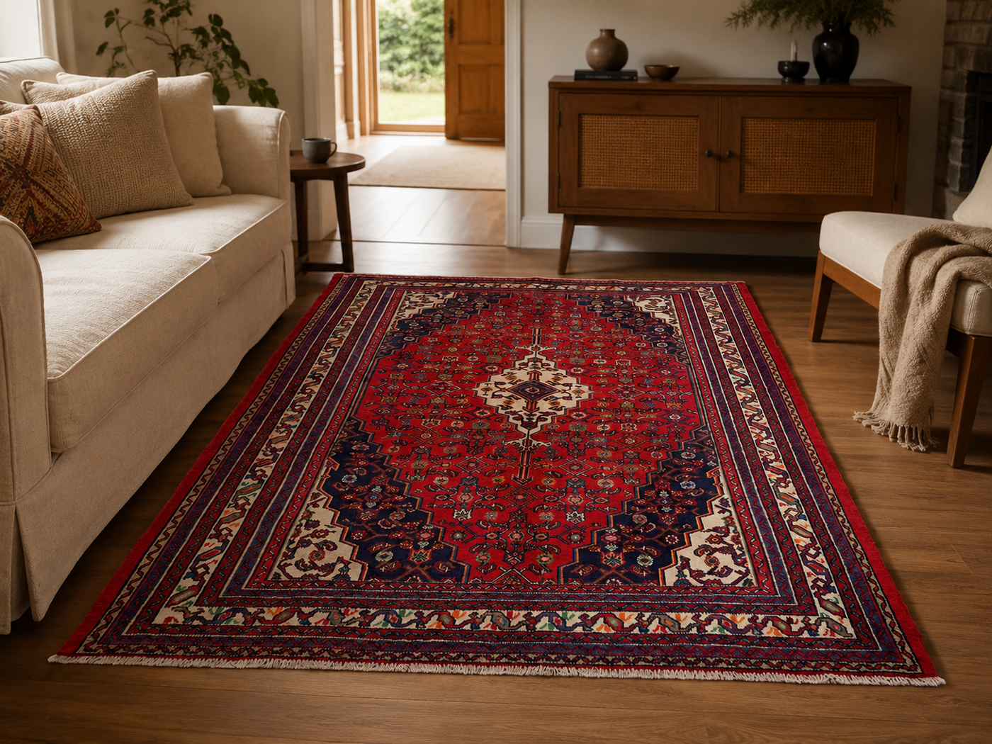 10'1" x 6'11" Handmade Persian Wool Rug room styling example