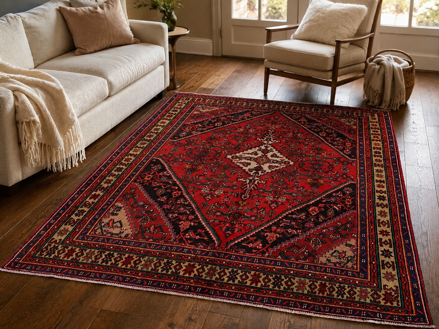 9'8" x 6'11" Handmade Persian Wool Rug room styling example