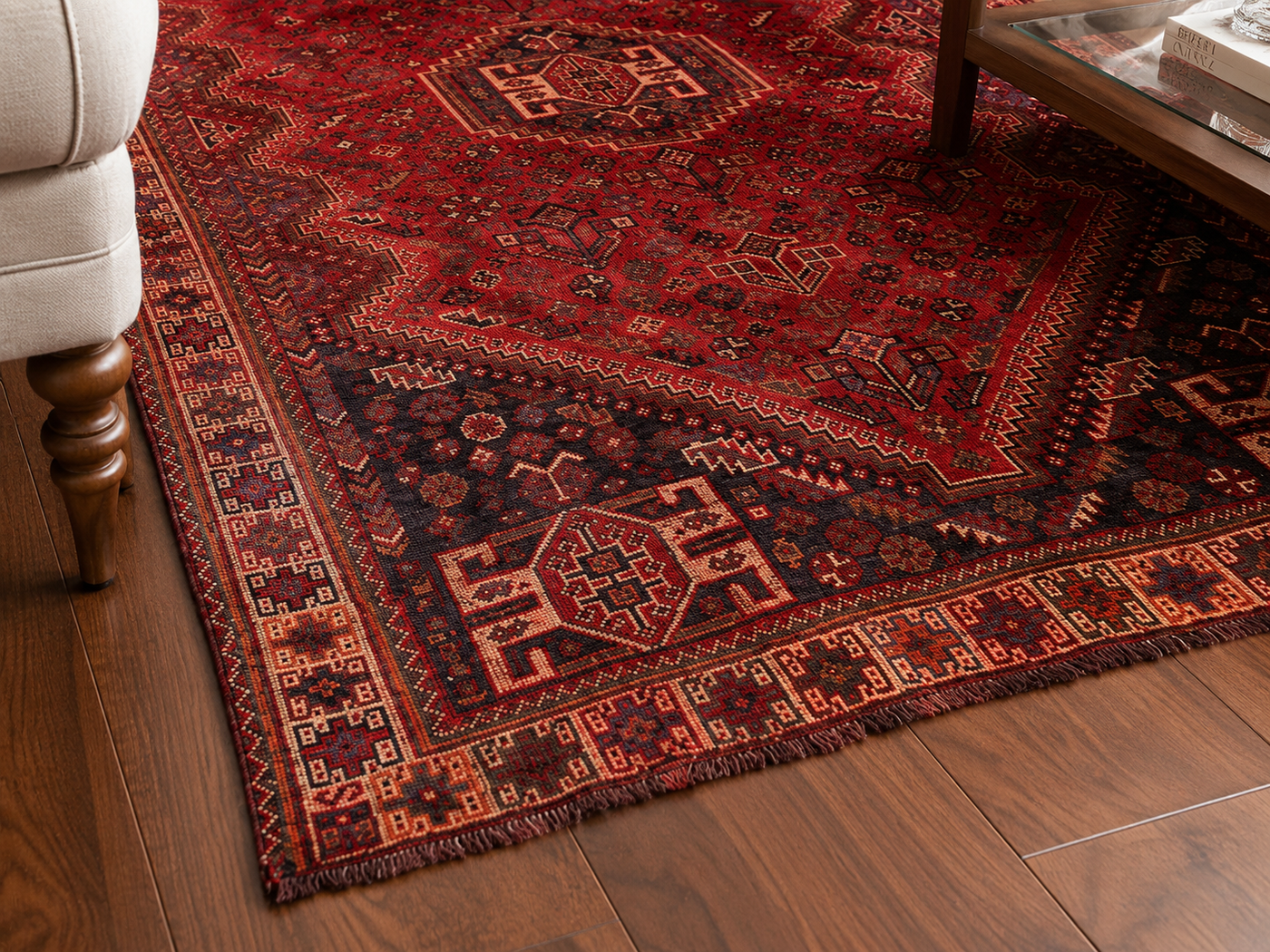 10'2" x 6'8" Handmade Persian Wool Rug wool texture and pattern detail