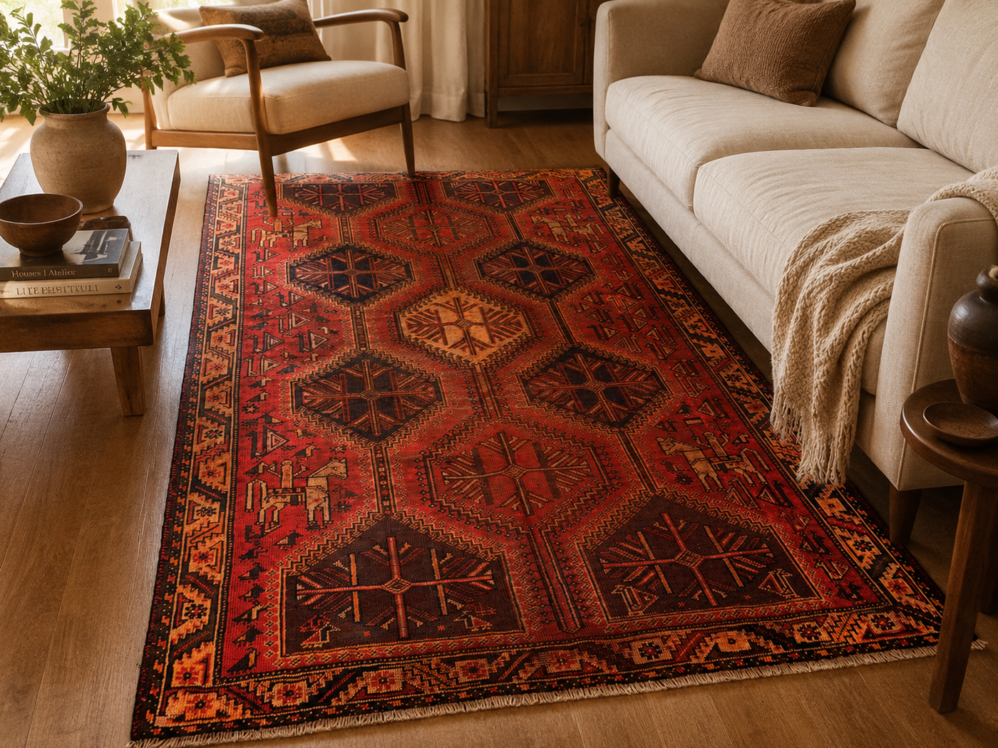 9'7" x 6'4" Handmade Persian Wool Rug room styling example