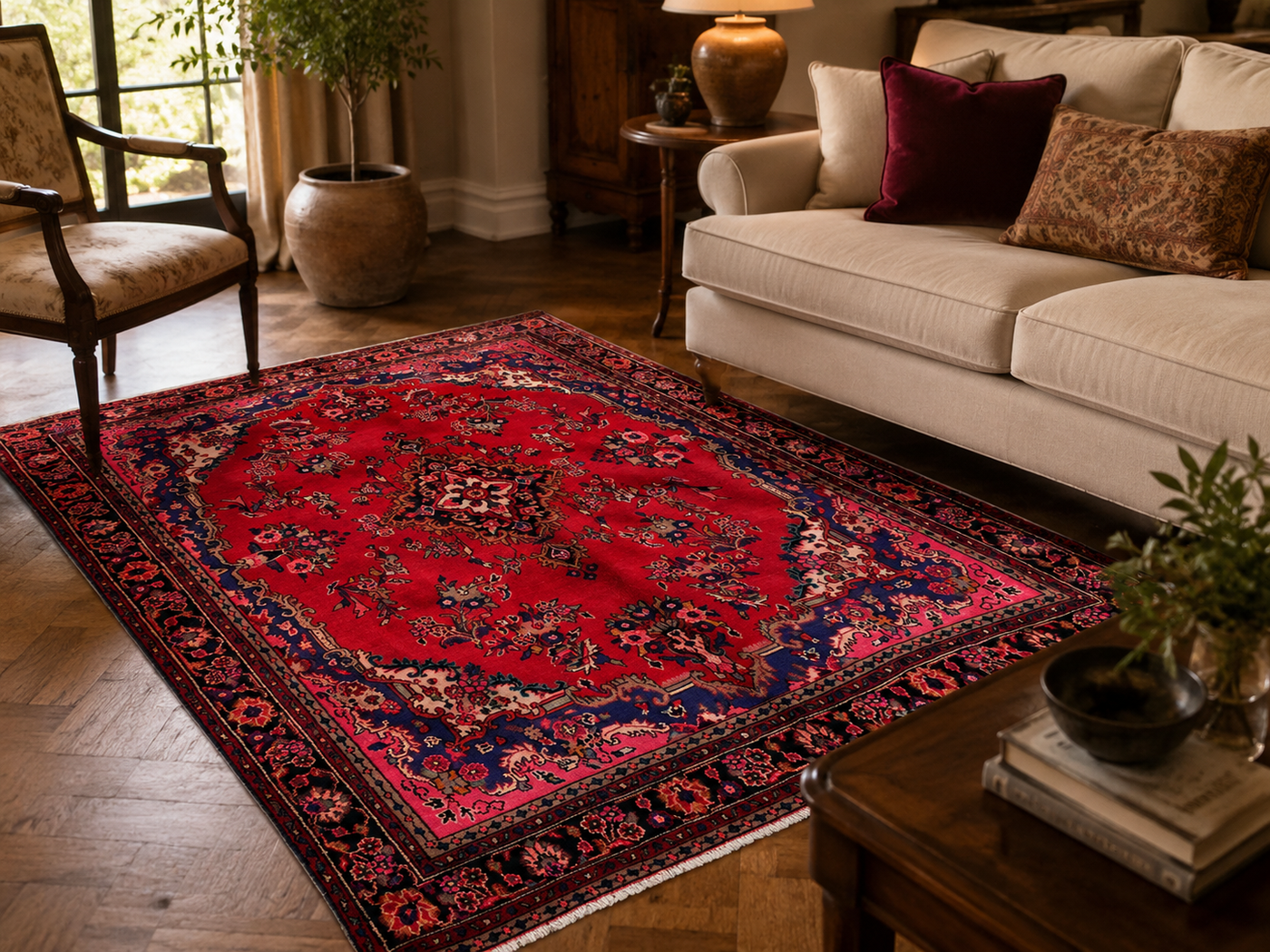 10'4" x 6'9" Handmade Persian Wool Rug room styling example