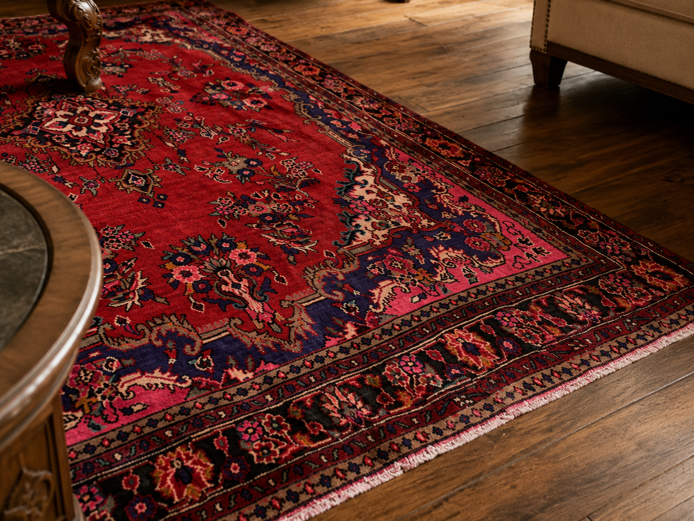 10'4" x 6'9" Handmade Persian Wool Rug wool texture and pattern detail