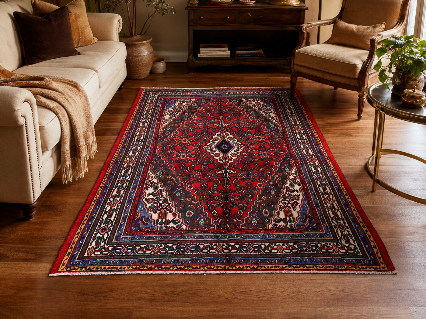9'10" x 6'10" Handmade Persian Wool Rug room styling example