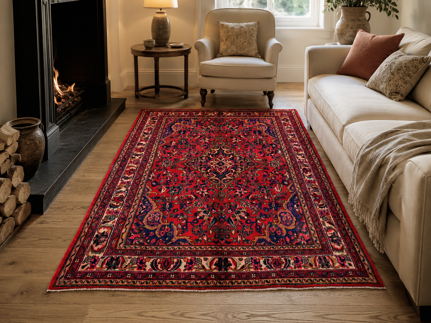9'10" x 6'11" Handmade Persian Wool Rug room styling example