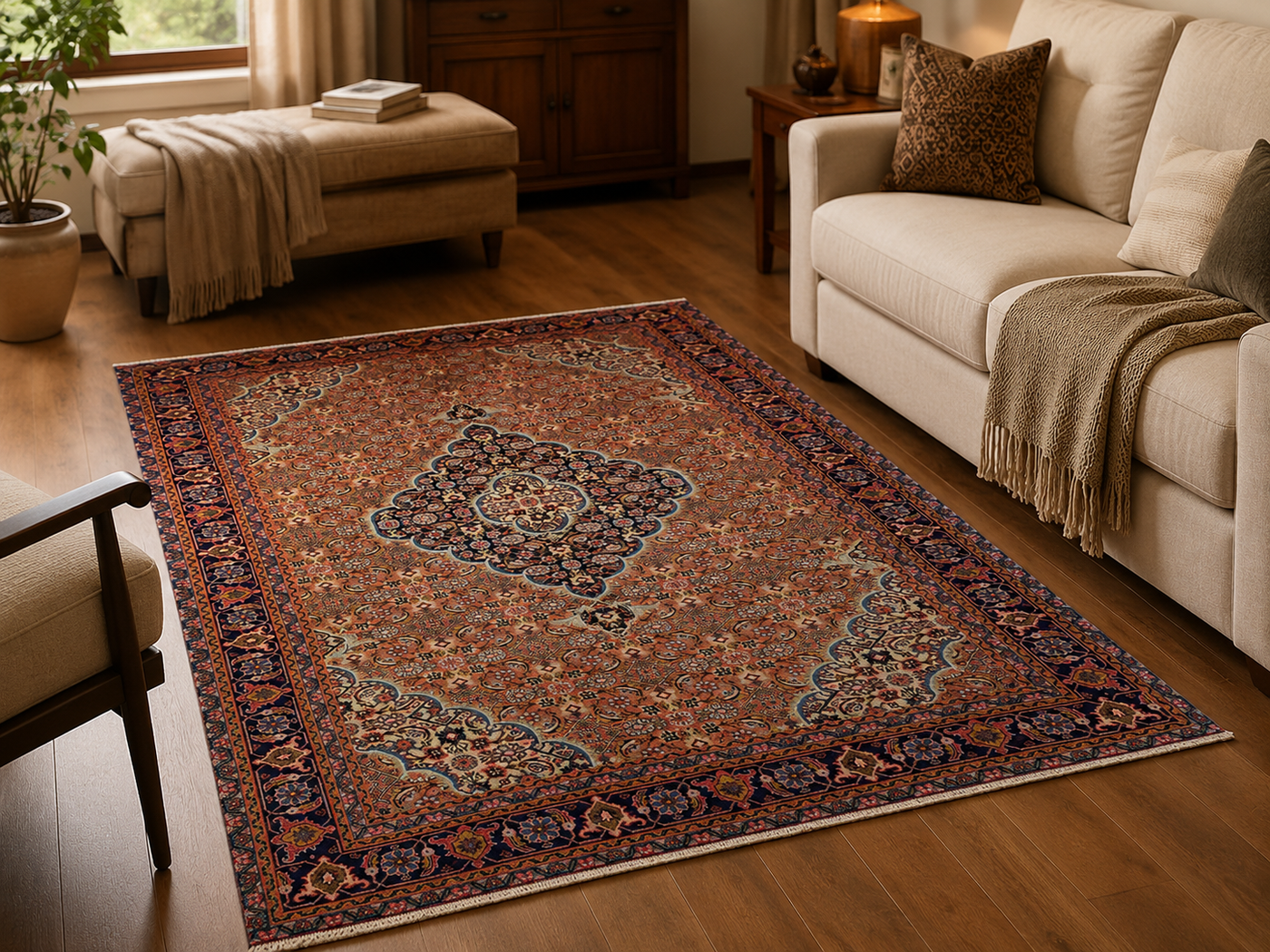 9'3" x 6'2" Handmade Persian Wool Rug room styling example
